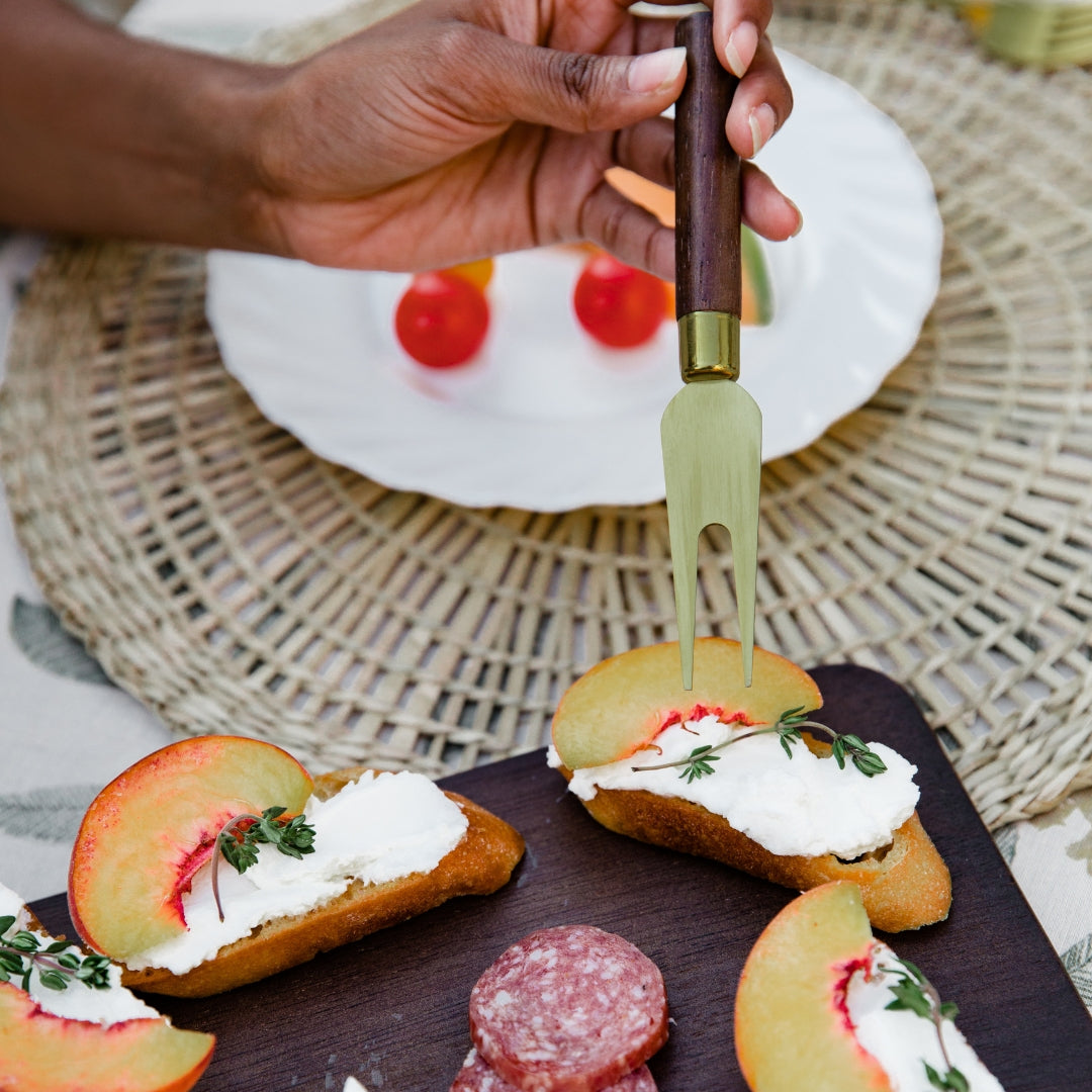 7 Piece Cheese Board Set - Brown