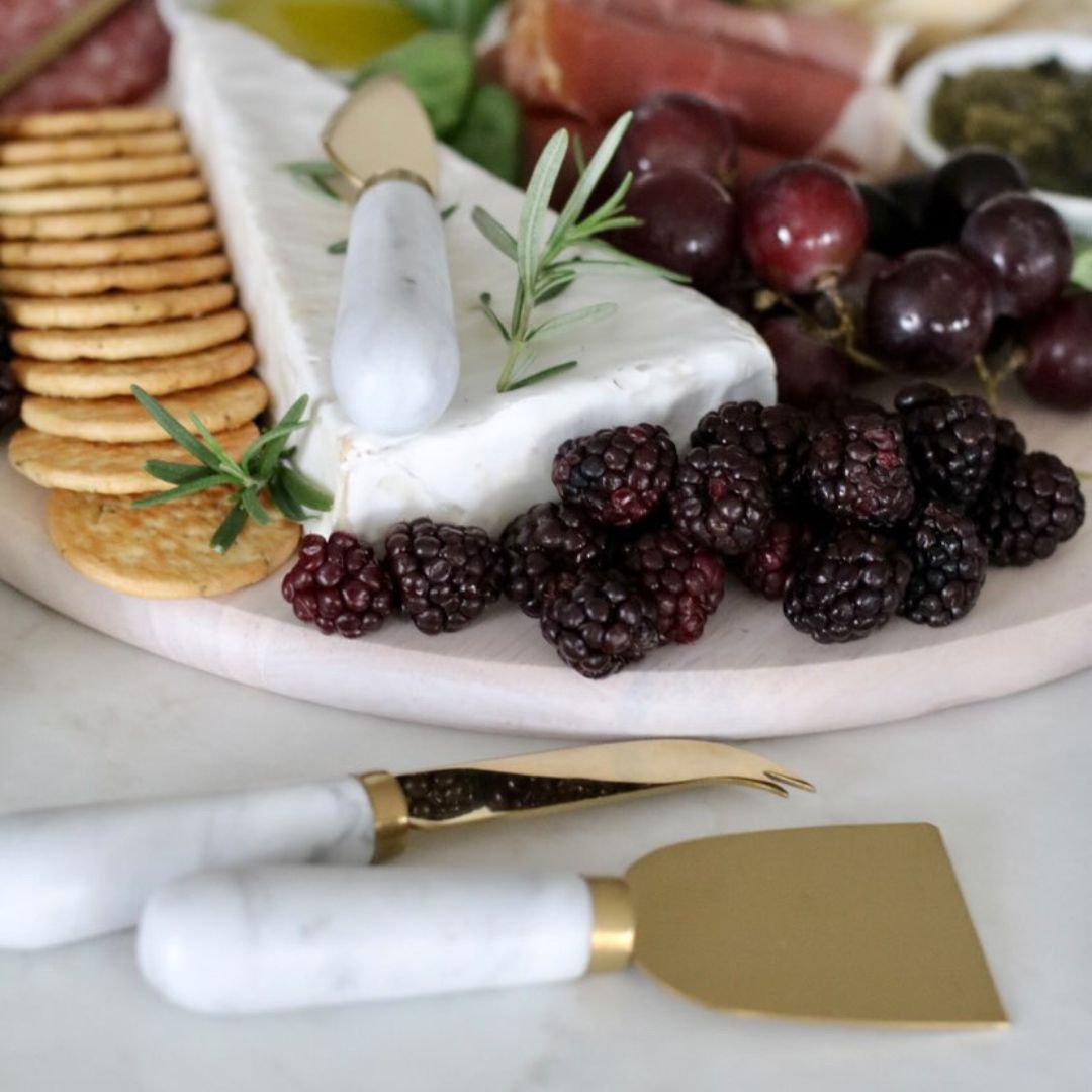 Marble Cheese Knives - White