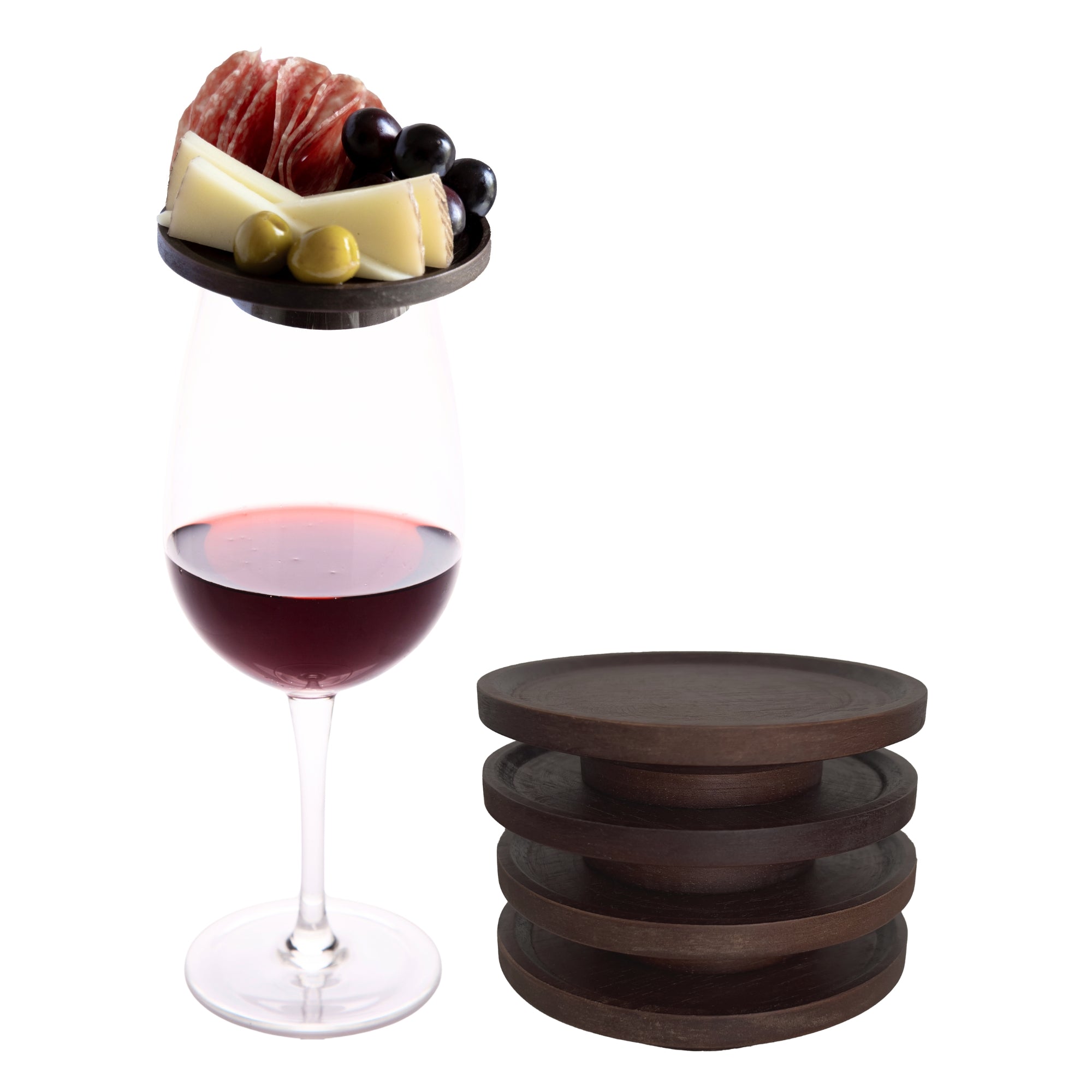 wine glass topper Wine Glass Charcuterie Plates, Brown